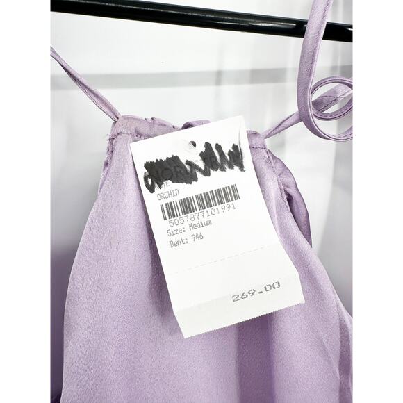 House of CB Orchid KATE Satin Wrap Front Long Sleeve Party Mini Dress Medium NWT - Picture 5 of 7